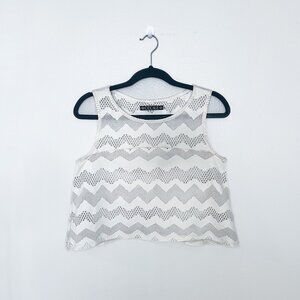 Textured Beige Crop Tank Top – Open Back A-Line Silhouette